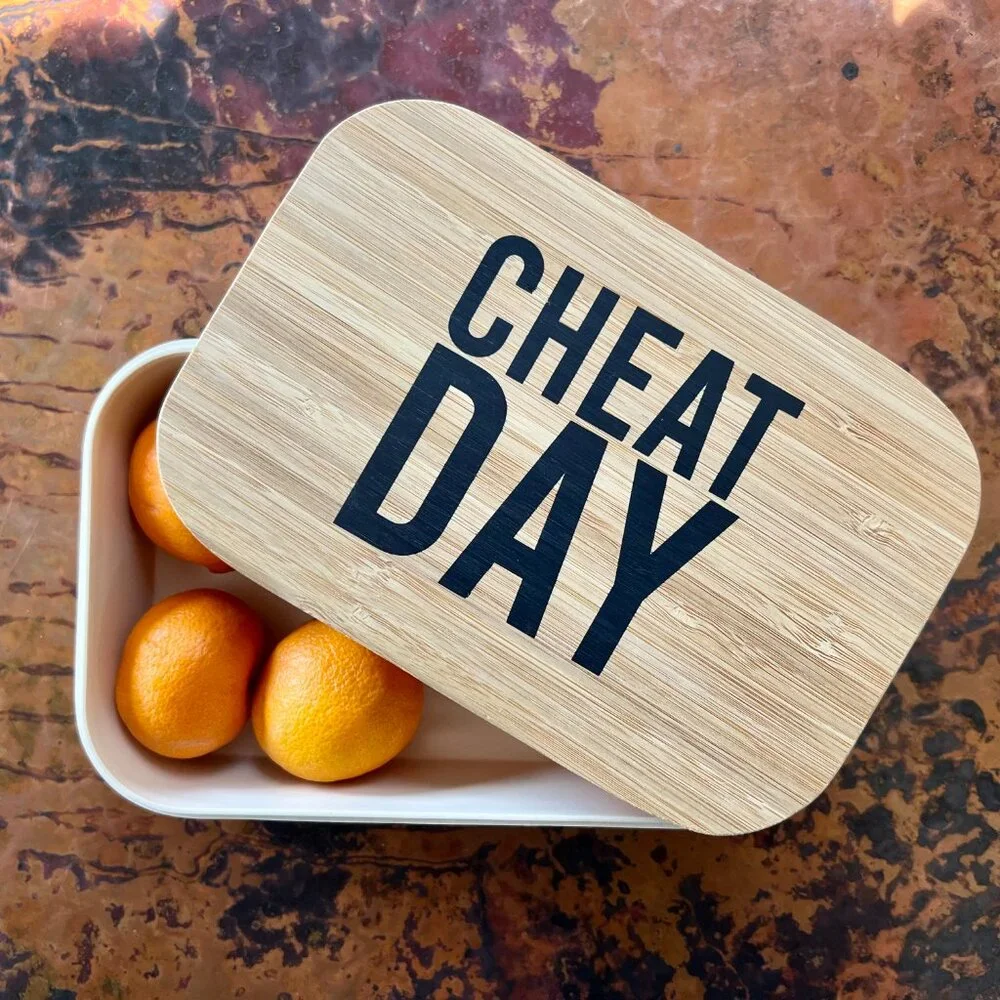 CHEAT DAY Container with Bamboo Sealed Lid and Box